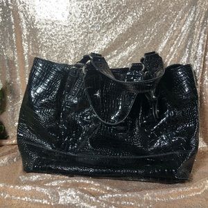 JSimpson black patent leather tote/weekender bag